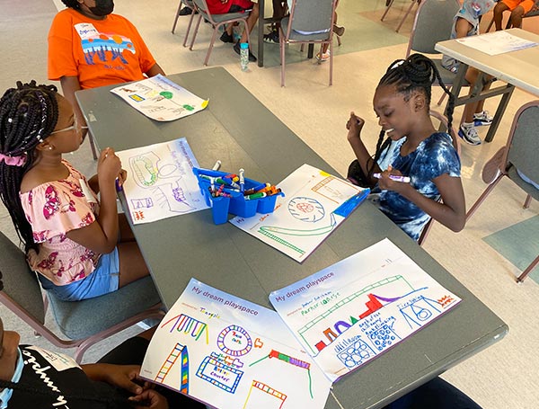 Community engagement - kids drawing pictures